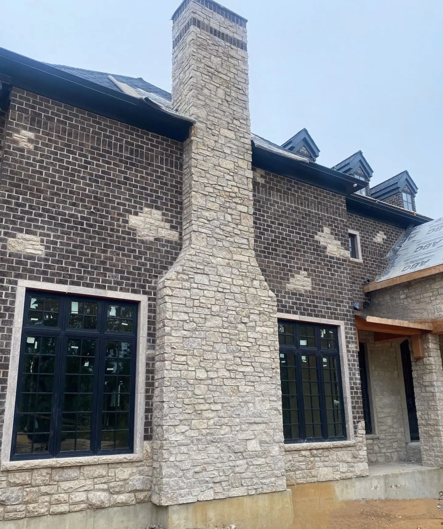 Pewter Night Custom Real Thin Stone Veneer Chimney Installation