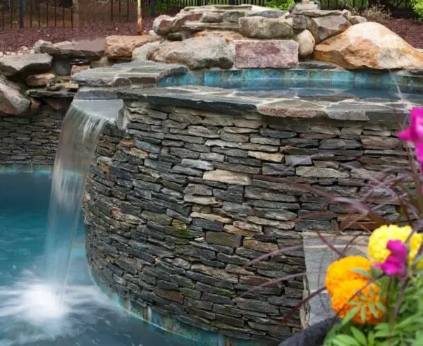 Augusta Real Thin Stone Veneer Pool and Spa