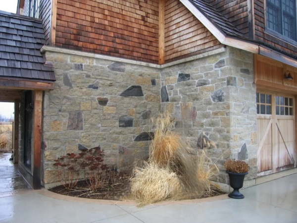 Baileys Harbor, Castle Ridge, and Concord Real Stone Veneer Blend Rustic Exterior