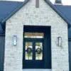 Draper Natural Thin Stone Veneer with Gold Front Entrance Flush Joint