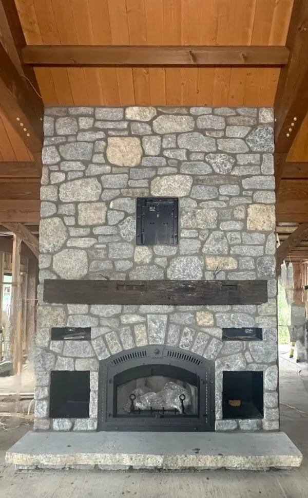 Duluth and Chateau Natural Thin Stone Veneer Blend Fireplace Installation