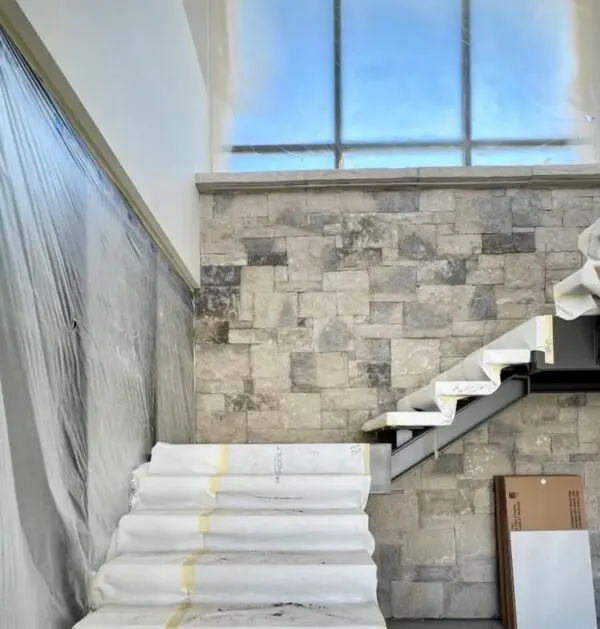 Maple Bluff Natural Thin Stone Veneer Drystack Installation