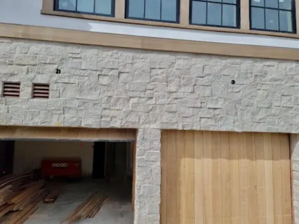 Zurich Natural Thin Stone Veneer Garage with Tight Mortar Joint