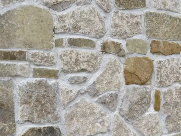 Colonial and Chateau with Large Pieces Real Stone Veneer Close Up