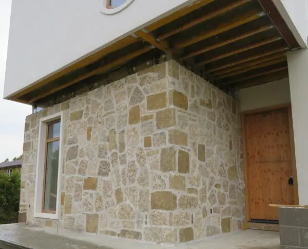 Colonial and Chateau with Large Pieces Real Stone Veneer Front Entrance