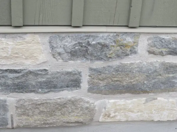 Larchmont and Castle Ridge Real Stone Veneer Exterior Wainscoting Close-Up