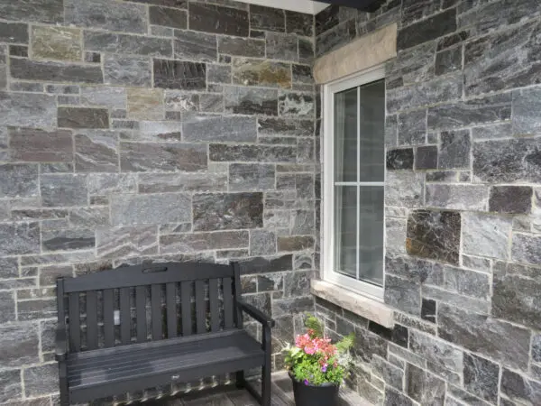 Pembroke Natural Thin Stone Veneer with Sawed Ends Porch