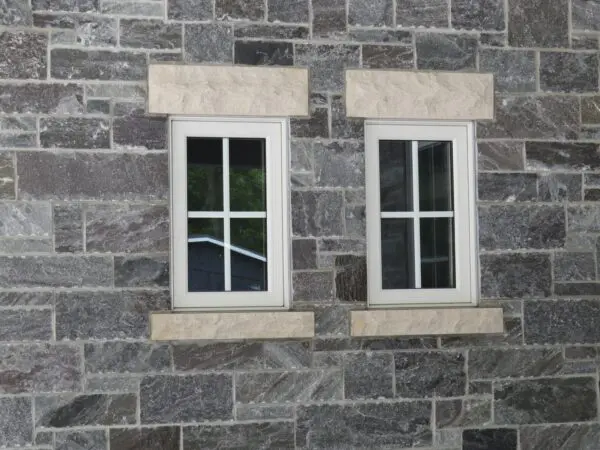 Pembroke Natural Thin Stone Veneer with Sawed Ends Windows Close Up