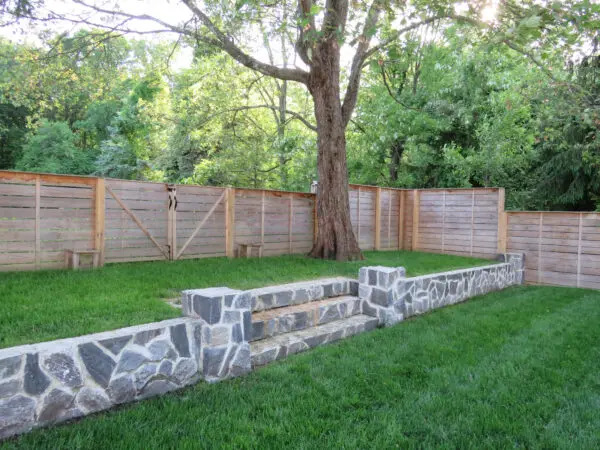 Custom Blend Concord and Custom Mosaic Dublin Real Stone Veneer Landscape Wall Steps