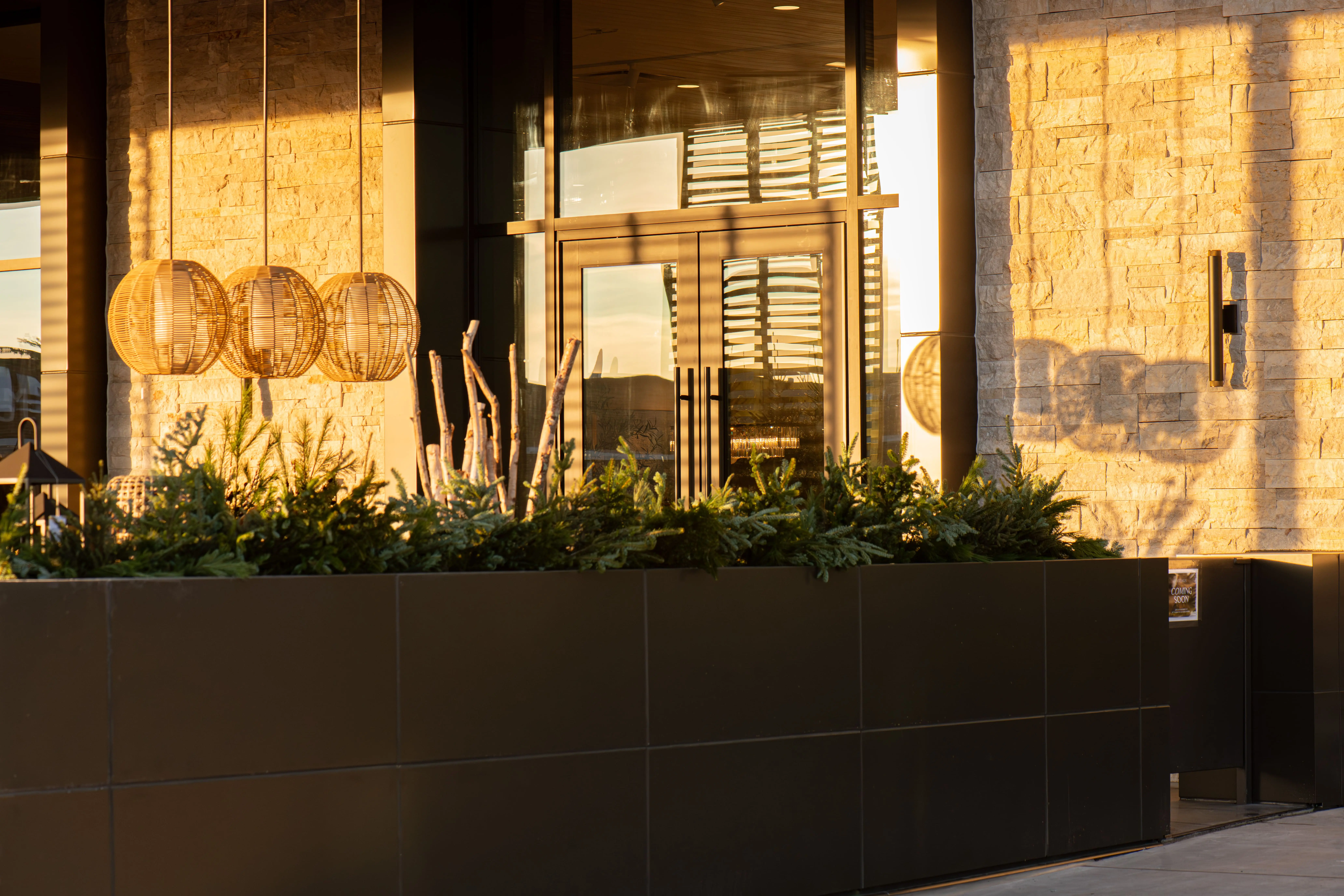 Commercial Front Entrance with Nob Hill Natural Thin Stone Veneer