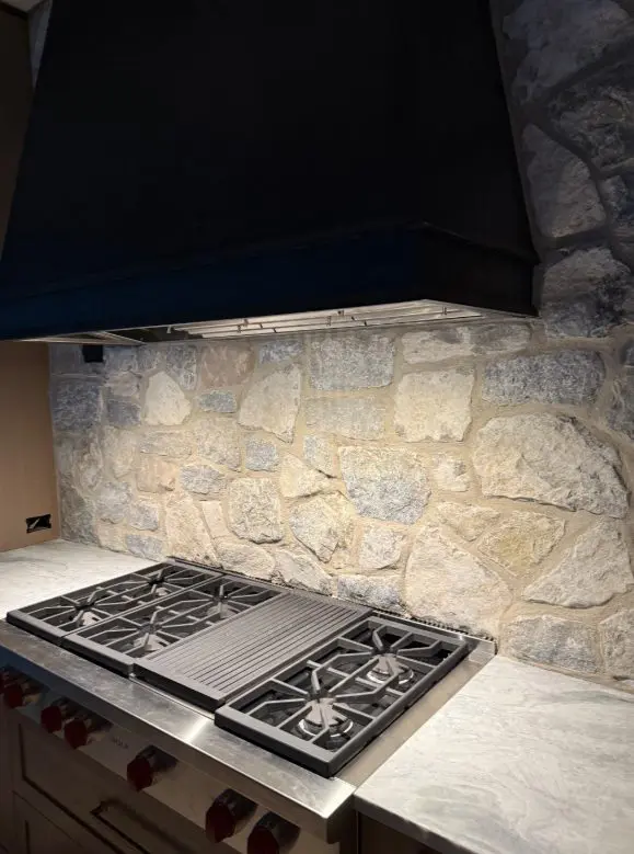 Custom Nottingham Real Thin Stone Veneer Kitchen Backsplash