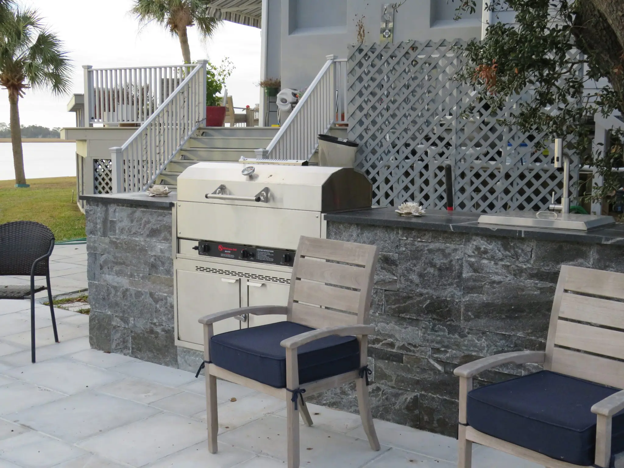 Custom Pembroke Natural Stone Veneer Drystack Outdoor Grill