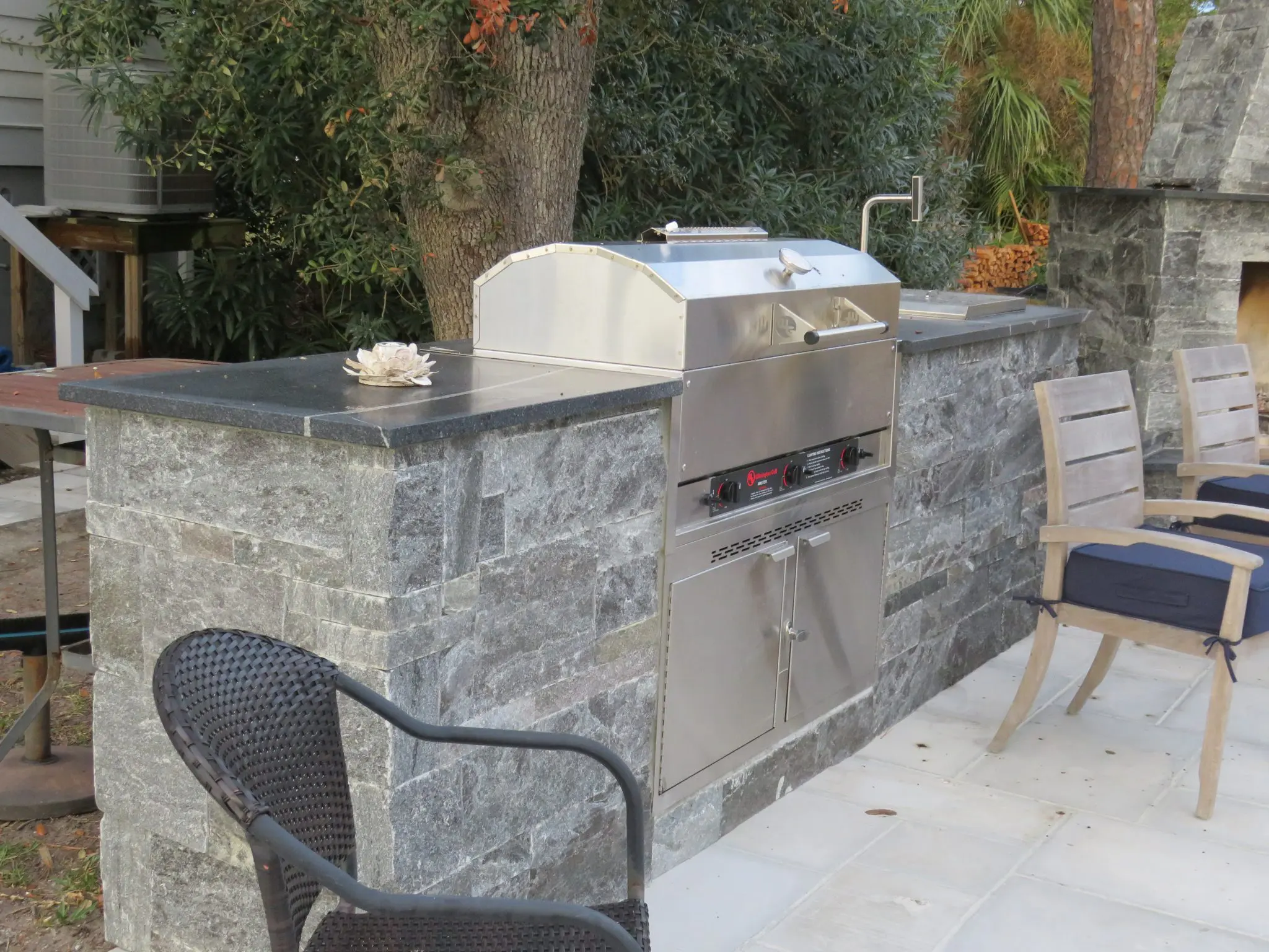 Custom Pembroke Real Stone Veneer Drystack Outdoor Grill