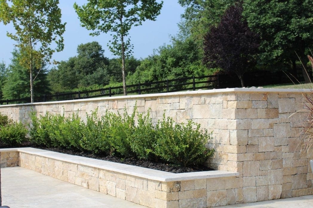 Natural Stone Veneer on a landscape wall