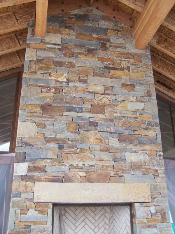 Elkhorn Natural Thin Stone Veneer Fireplace