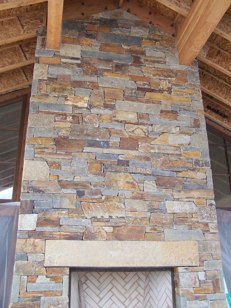 Elkhorn Natural Thin Stone Veneer Fireplace