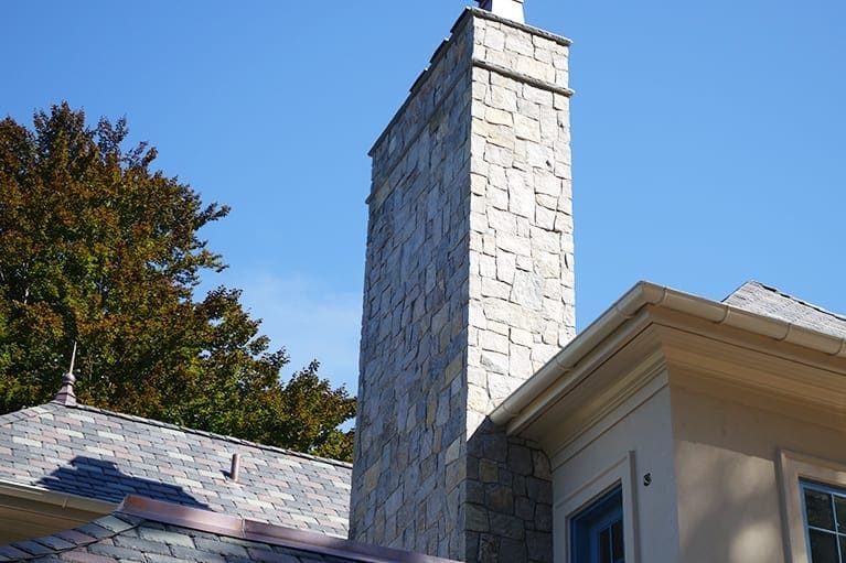Williamsburg Exterior Chimney Real Stone Veneer Application