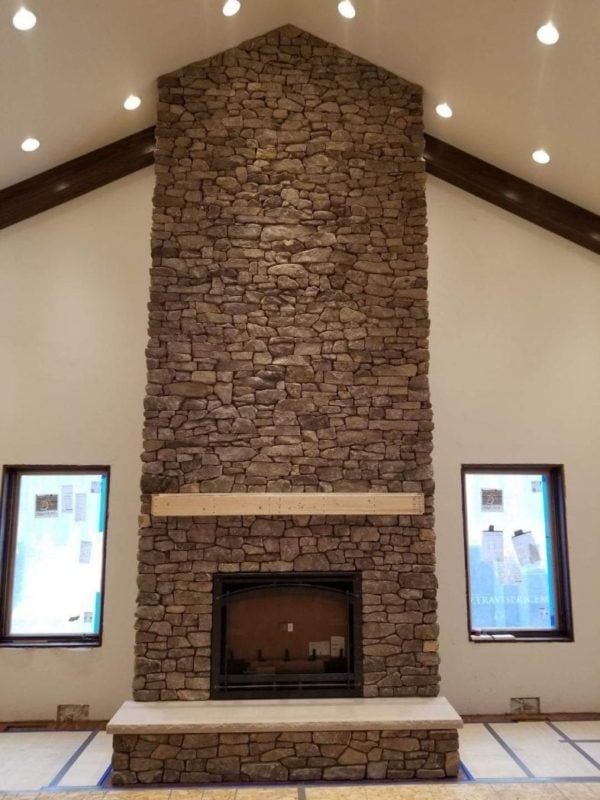 Feldberg Ledgestone Natural Thin Veneer Interior Drystack Fireplace