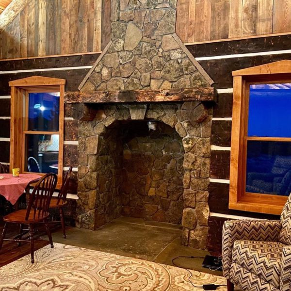 Moss Rock Thin Stone Veneer Wood Stove Surround