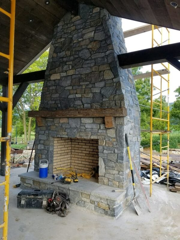 Custom Mosholu Fieldstone Blend Fireplace