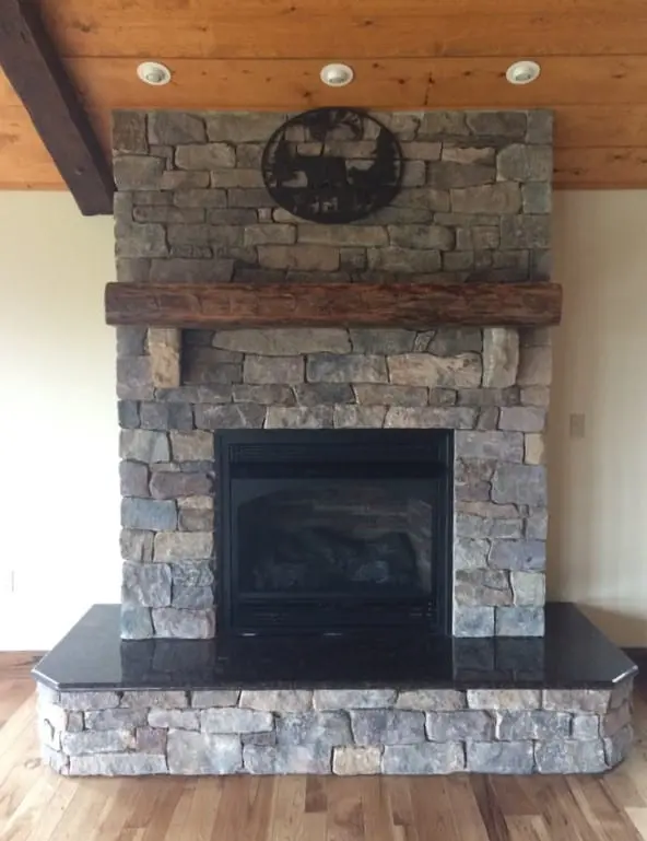 Natural Thin Stone Veneer Fireplace