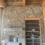 Moss Rock Natural Thin Stone Veneer Drystack Fireplace