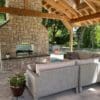 Double Sided Outdoor Fireplace with Stonegate Thin Veneer