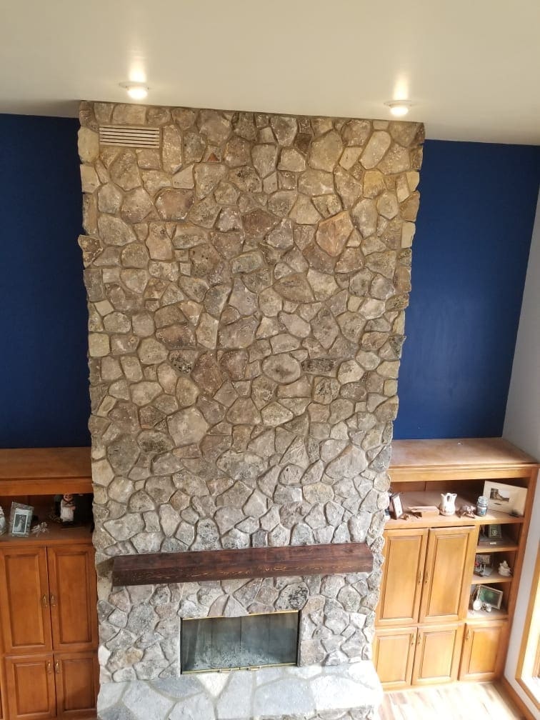 Moss Rock Mosaic Real Thin Stone Veneer Fireplace Remodel