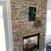 Interior Gas Fireplace with Silverton Natural Ledgestone Veneer