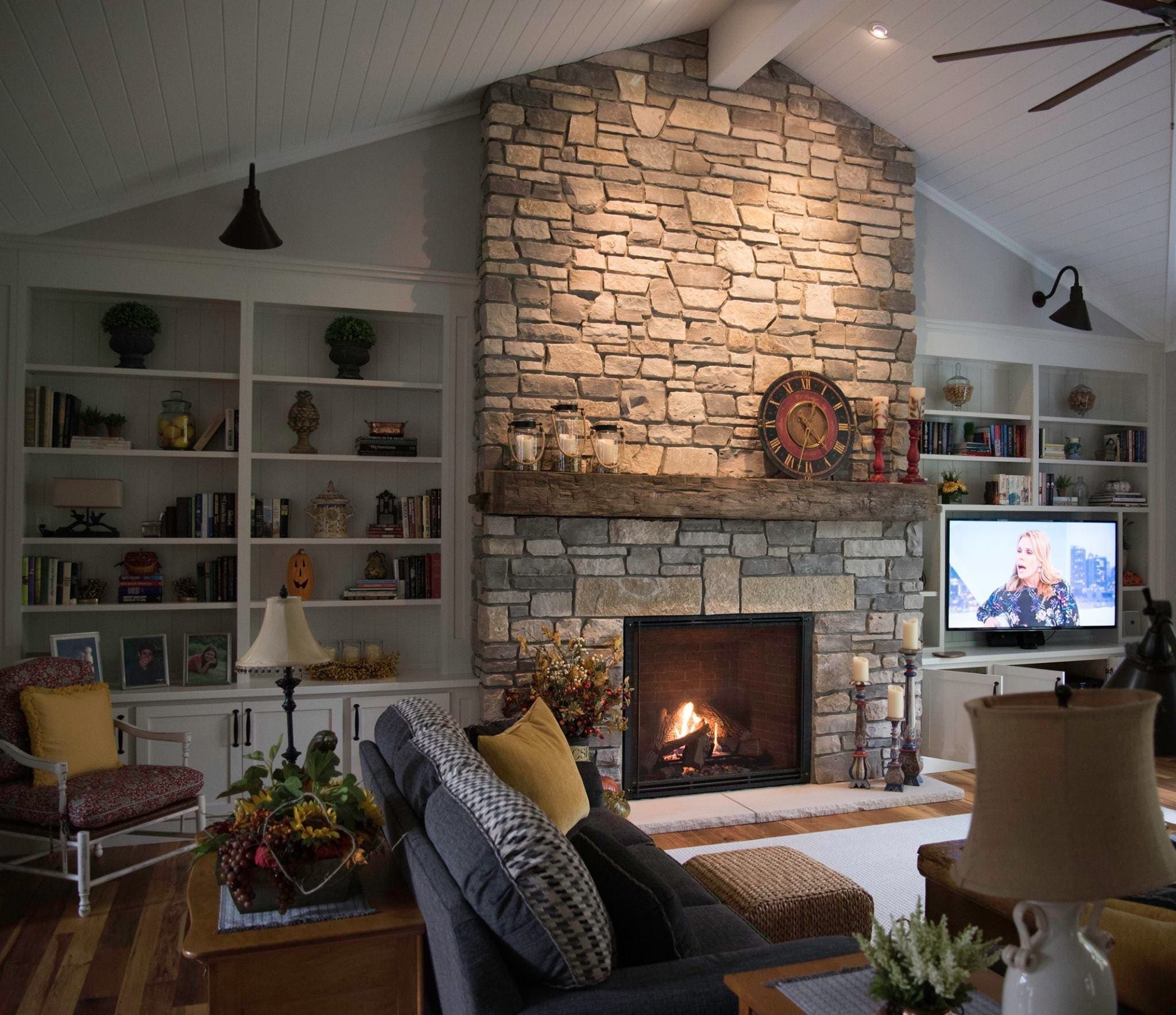 Bismarck Ashlar Style Real Stone Veneer Interior Fireplace