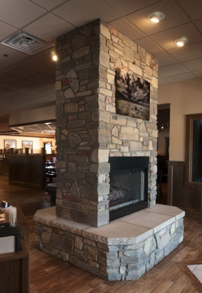 Brookhaven Natural Thin Stone Veneer Double-Sided Fireplace