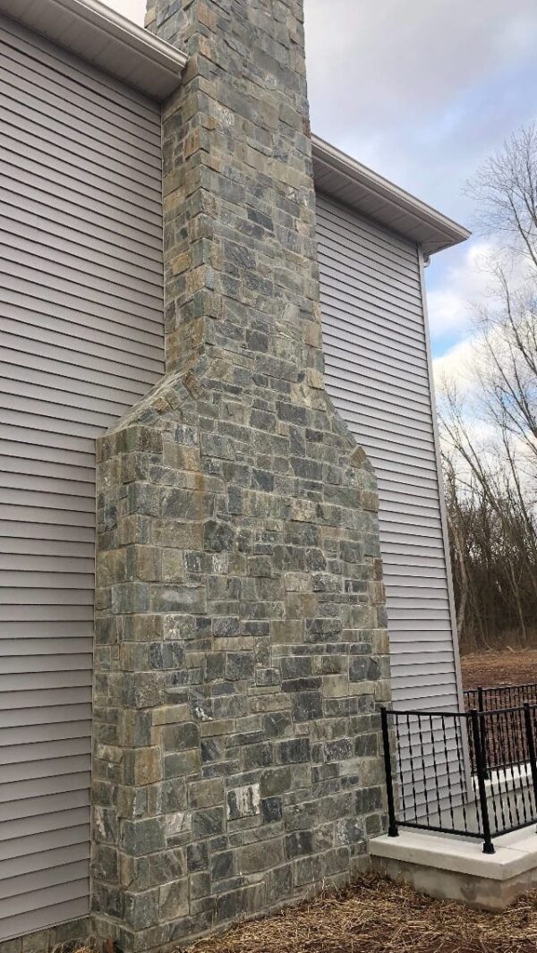 Chimney with Emerald Bay Natural Stone Veneer