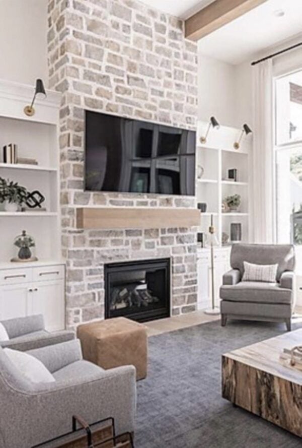 Interior Gas Fireplace with Catskill Natural Stone Veneer