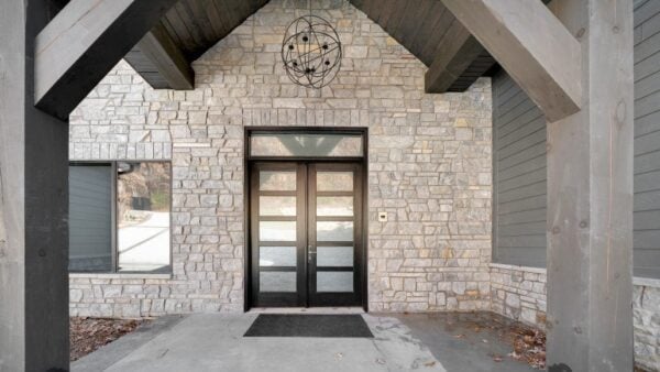 Front entrance with Chamberlain natural stone veneer