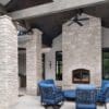 Outdoor Living Pavilion with Joliet Real Stone Veneer Fireplace and Pillars