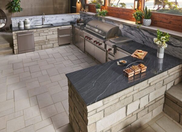 Outdoor Grilling Area with Joliet Real Stone Veneer