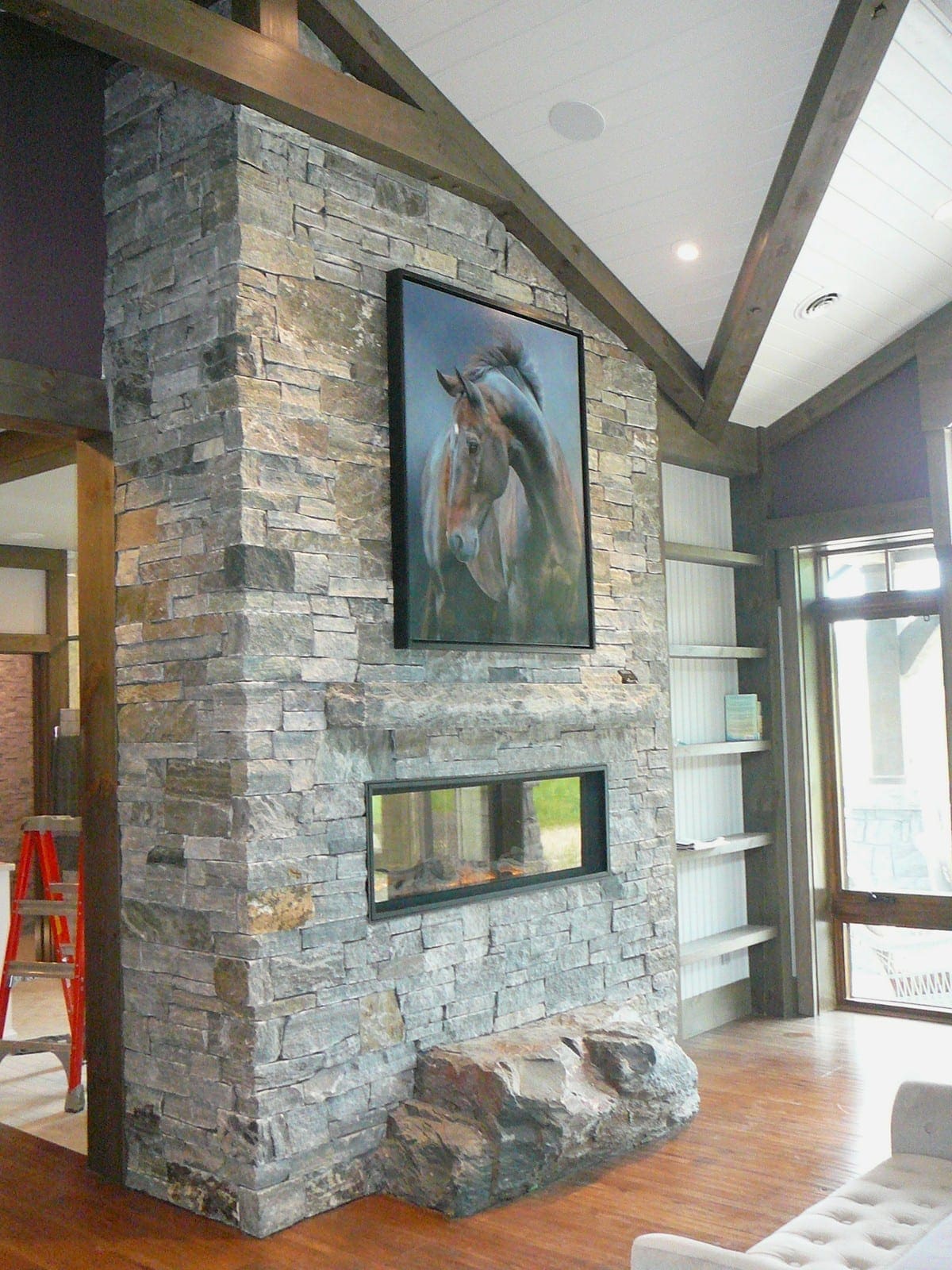 Logan Real Thin Stone Veneer Double Sided Fireplace