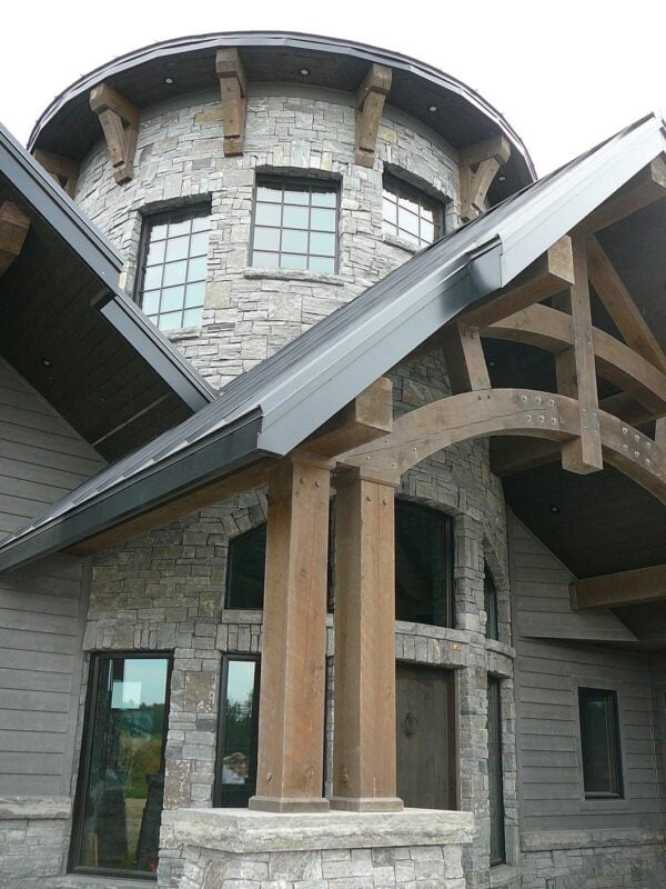 Exterior Turret Siding with Logan Natural Stone Veneer