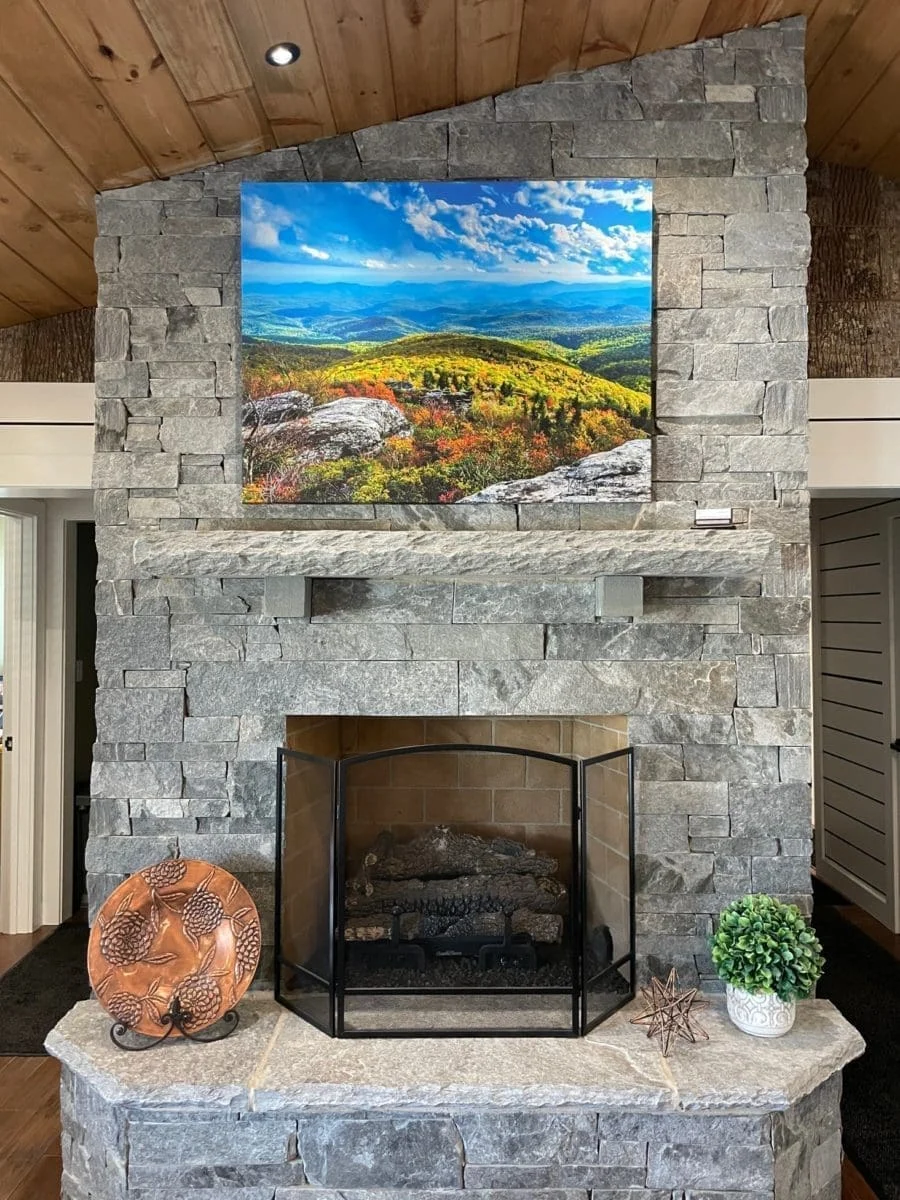 Atchison Natural Thin Stone Veneer Drystack Interior Fireplace