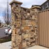 Commercial trash privacy wall with Hillsborough ashlar style natural thin stone veneer