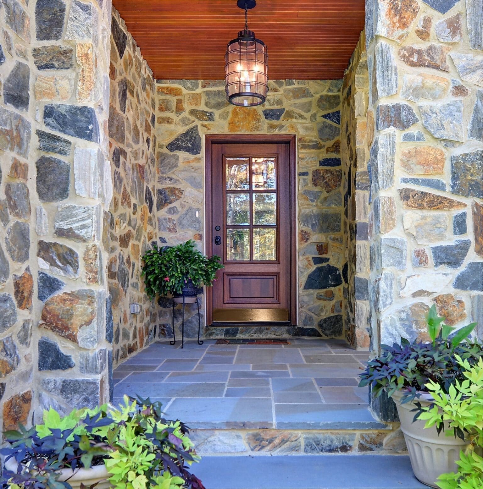 Newport and Bonavista Natural Stone Veneer Custom Blend Front Entrance