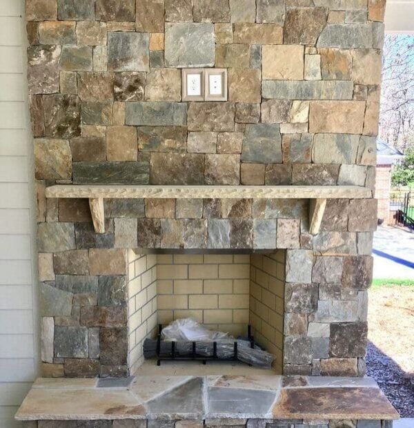 Rochester and Whistler Real Stone Veneer Custom Blend Patio Fireplace ...