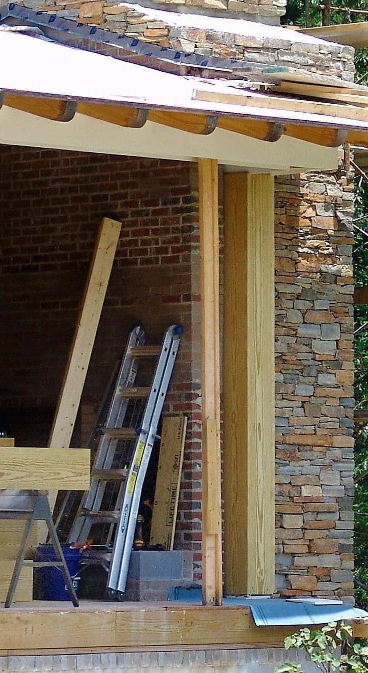 Installation in progress with Tucson real thin stone veneer