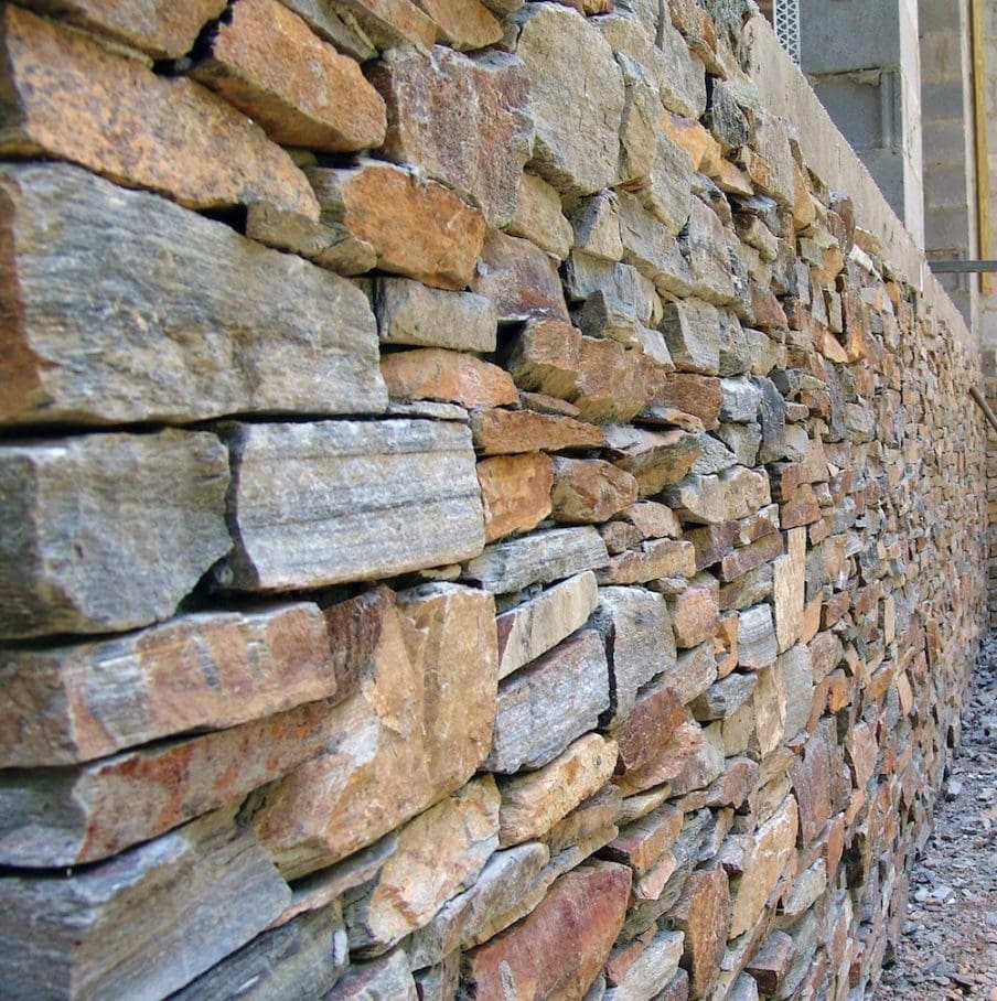 Tucson Real Thin Stone Veneer Drystack Wainscoting Installation