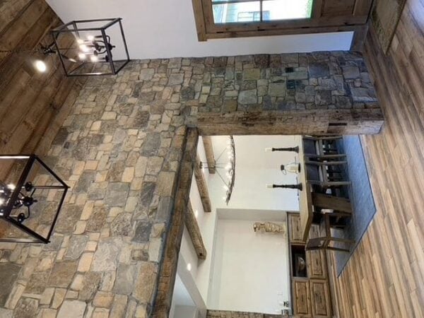 Breckenridge ashlar style real thin stone veneer interior accent wall