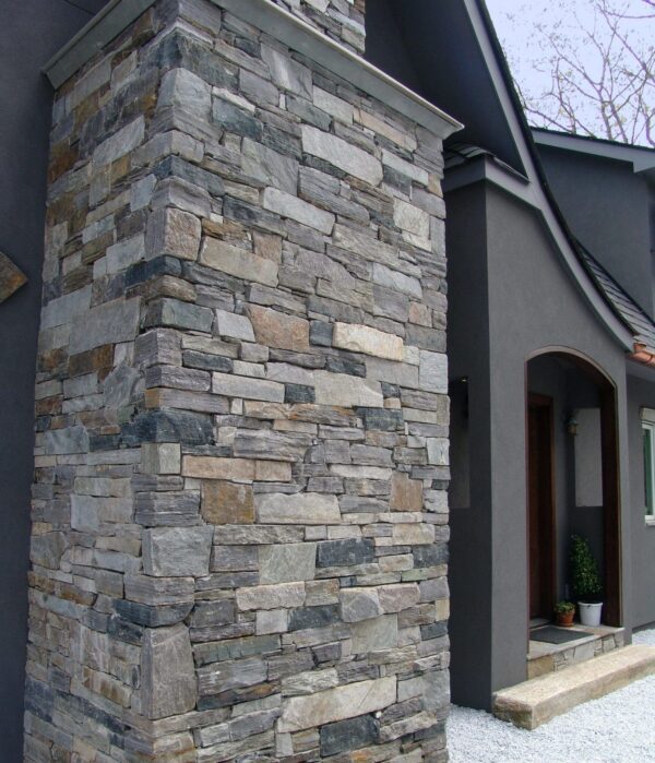 Brighton, Shadow Vista, and Kirkland Custom Blend Natural Stone Veneer Exterior