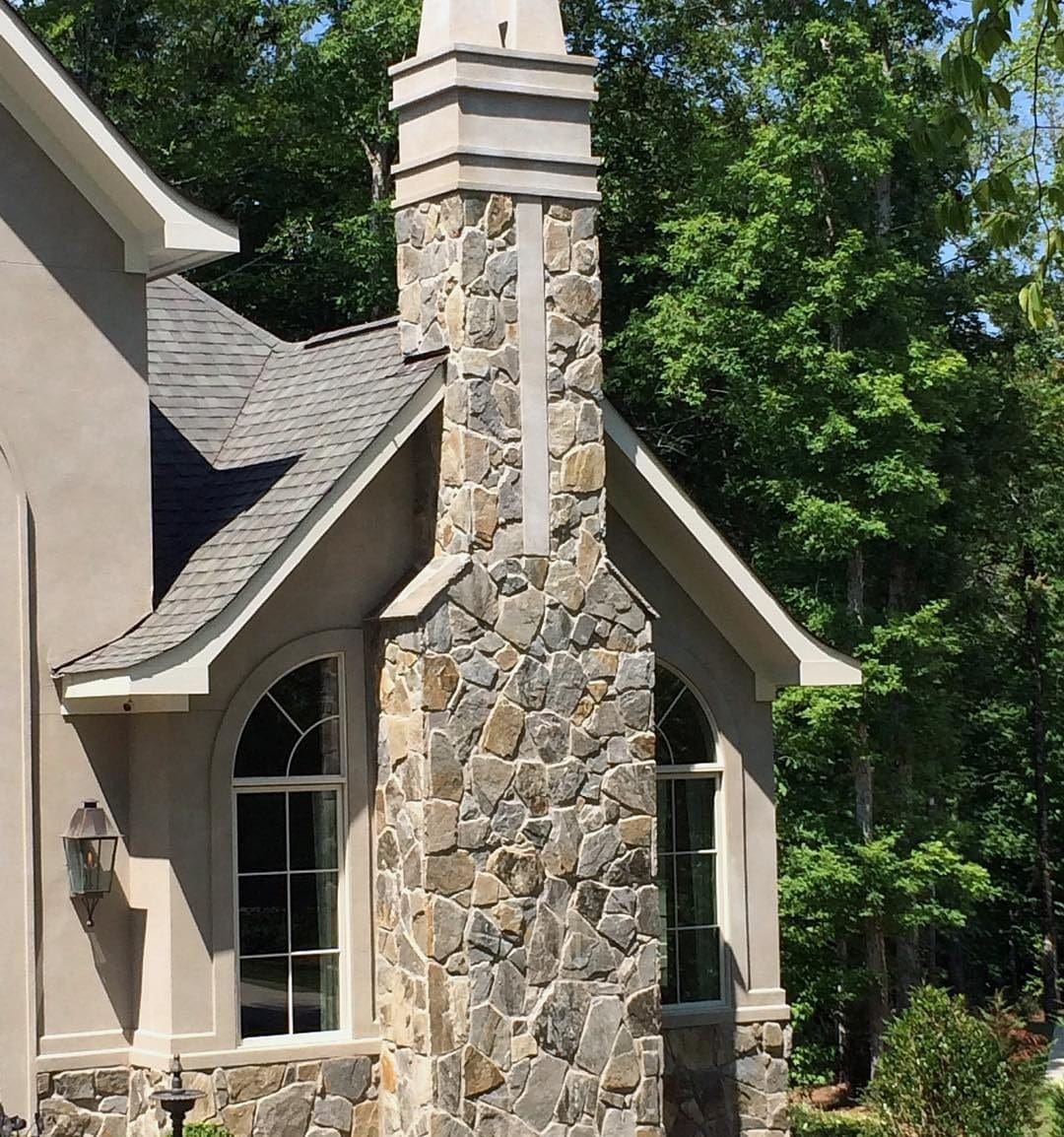 Lowell Natural Thin Stone Veneer Chimney