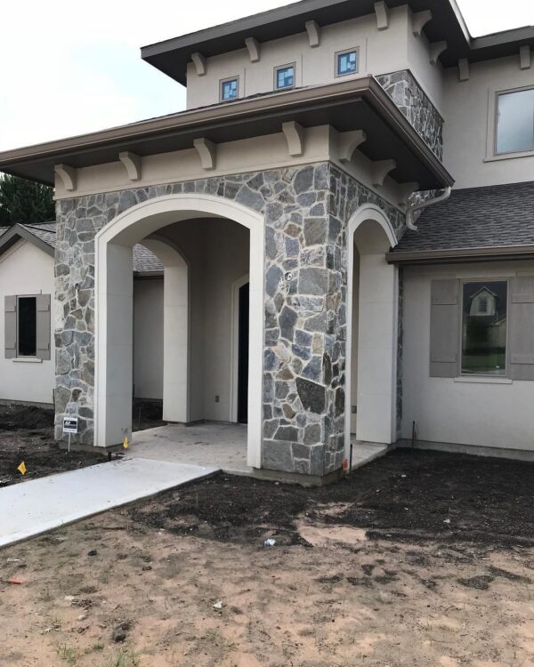 Lowell Natural Thin Stone Veneer Front Entrance