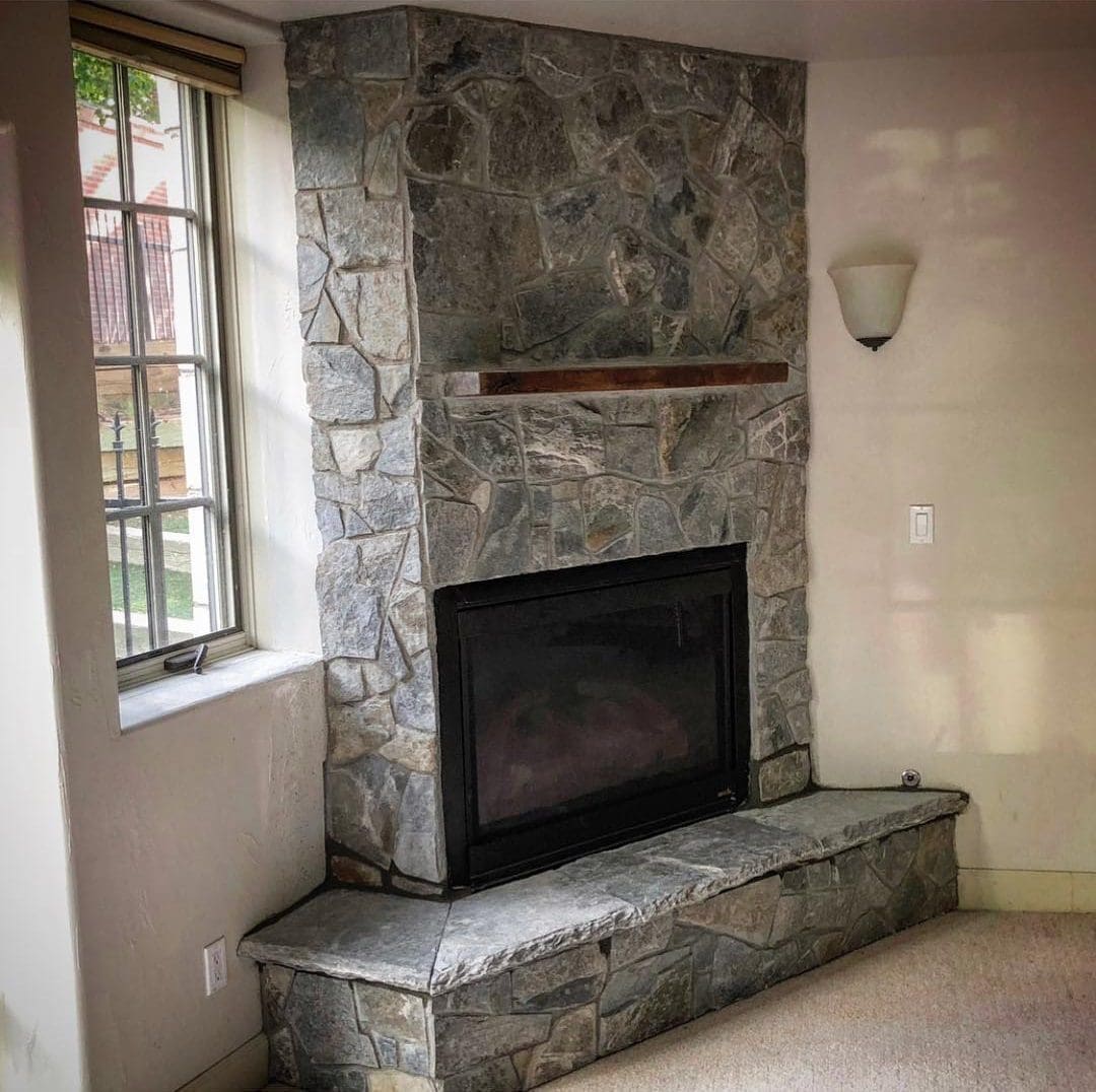 Lowell Real Thin Stone Veneer Corner Fireplace