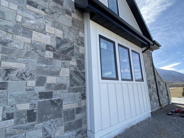 Exterior siding with Malheur real thin stone veneer